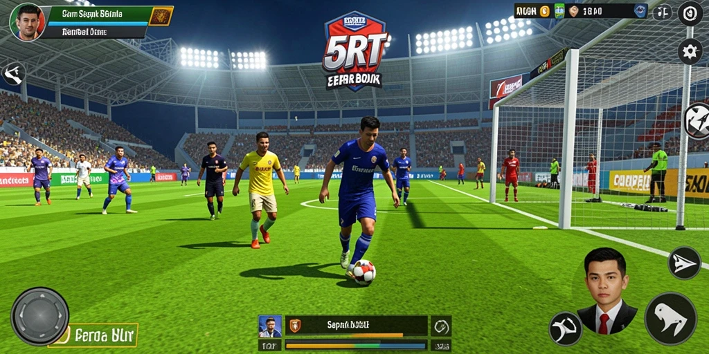 Gameplay mendebarkan dalam 5RT dengan grafis sepak bola yang memukau.