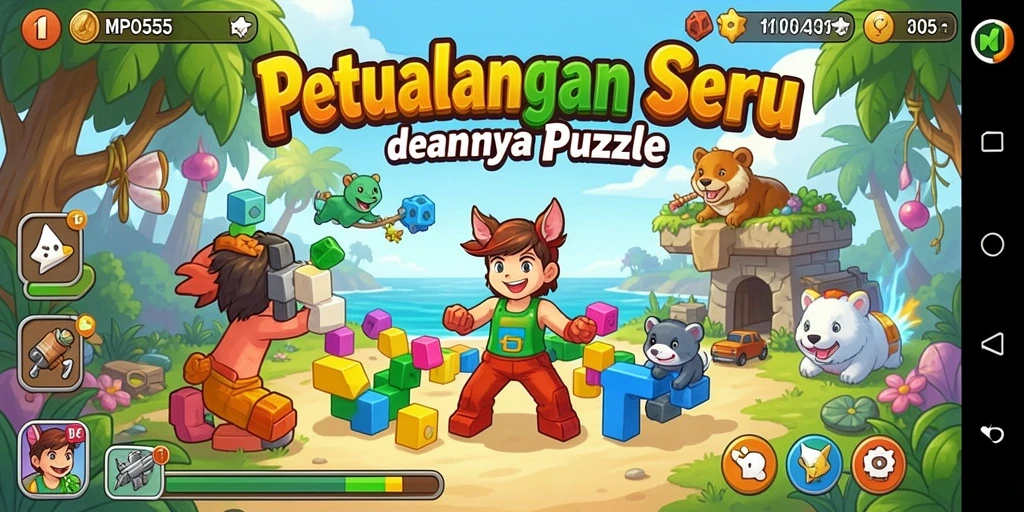 Screenshot gameplay MPO555 menunjukkan tantangan puzzle yang menarik.